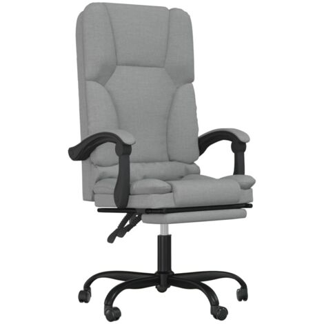 vidaXL Fauteuil de massage inclinable de bureau Gris clair Tissu