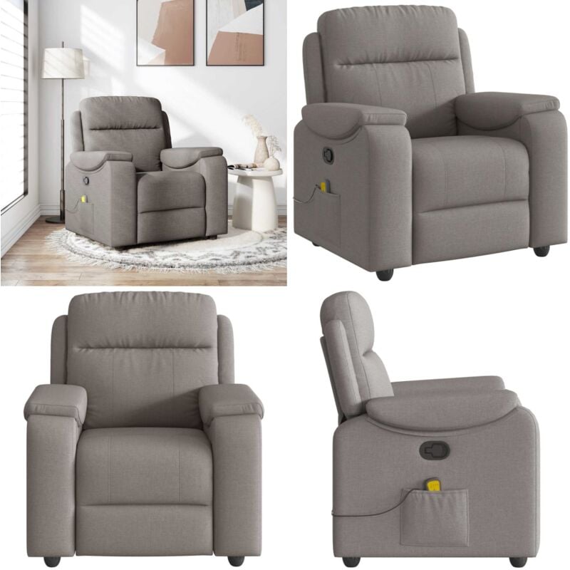 Vidaxl - Fauteuil de massage inclinable Taupe Tissu
