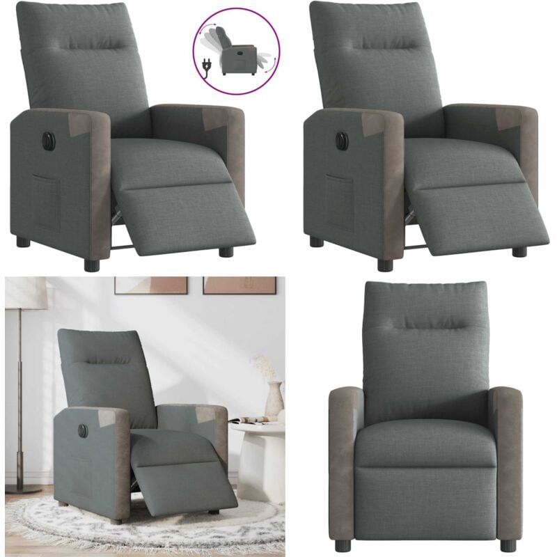 Vidaxl - Fauteuil inclinable électrique Gris foncé Tissu