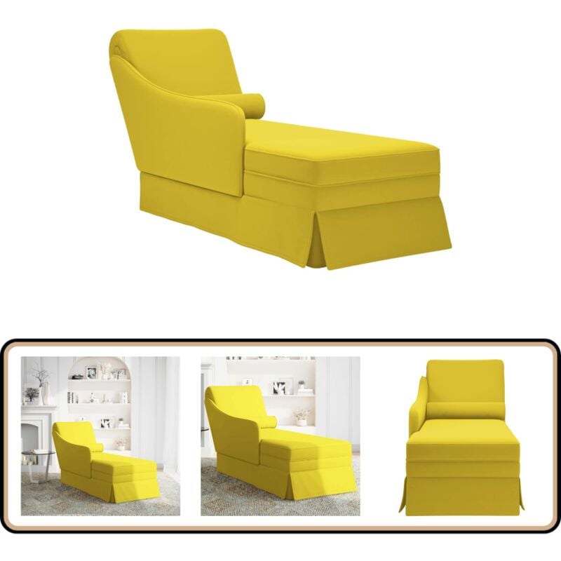 Vidaxl - Fauteuil long avec traversin et accoudoir droit jaune velours