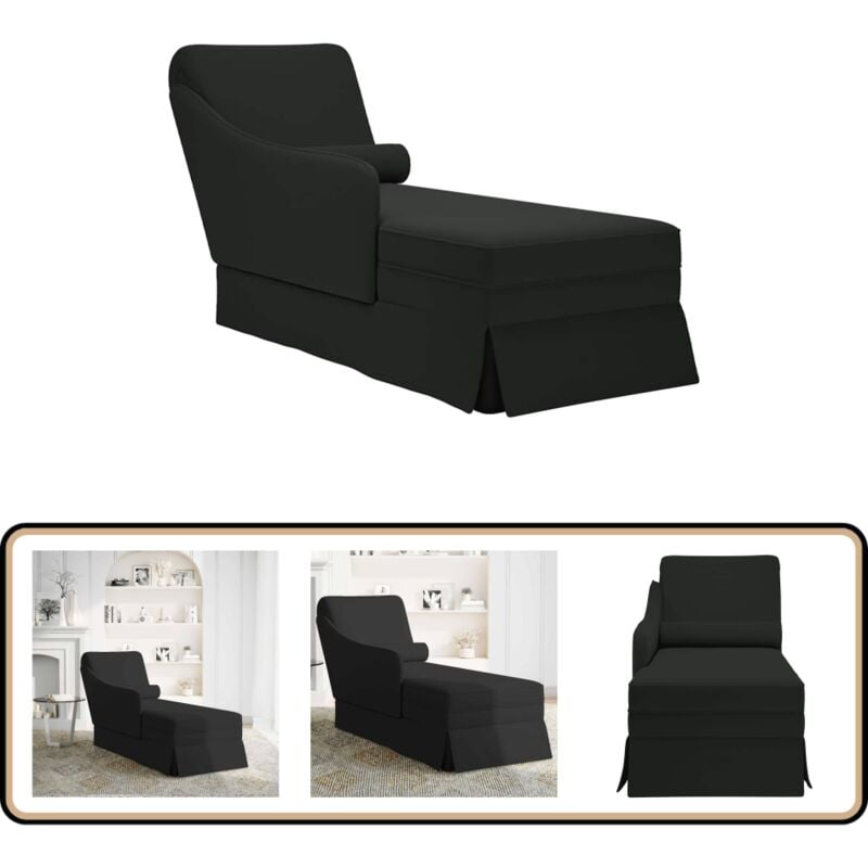Vidaxl - Fauteuil long avec traversin et accoudoir droit noir velours