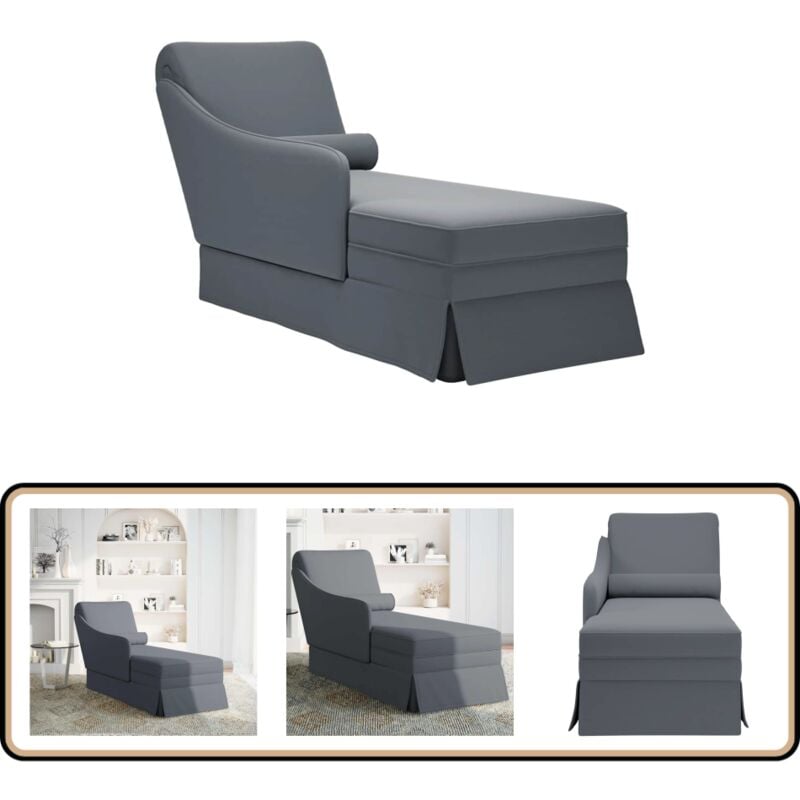 Vidaxl - Fauteuil long et traversin accoudoir droit gris foncé velours