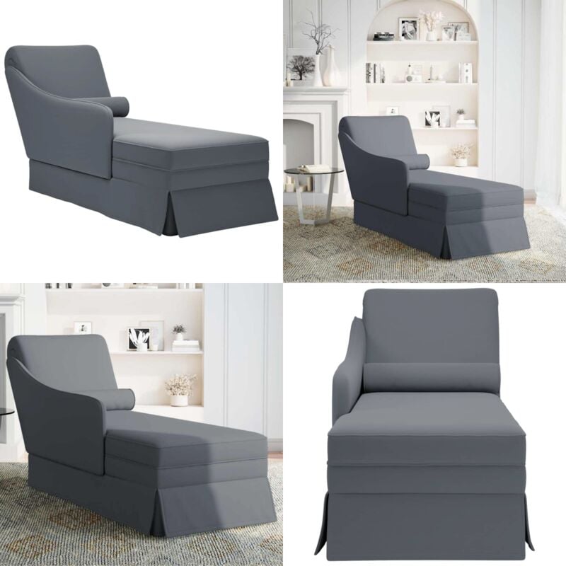 Vidaxl - Fauteuil long et traversin accoudoir droit gris foncé velours