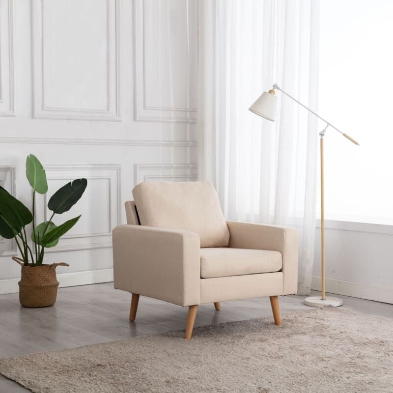 Fauteuil Crème Tissu vidaXL