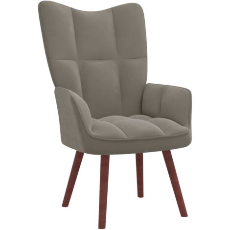 Vidaxl – Fauteuil relax en velours gris clair – Mousse épaisse pour confort optimal – Dimensions 61,5 x 69 x 95,5 cm – Bois d'hévéa et acier - vidaXL33346