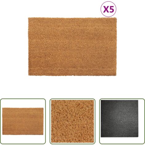 vidaXL Felpudo natural -  Felpudos 5 unidades fibra de coco natural 40x60 cm