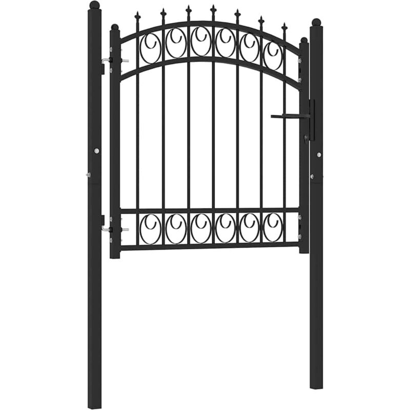 Fence Gate With Spikes Steel 100x100 Cm Black Vidaxl