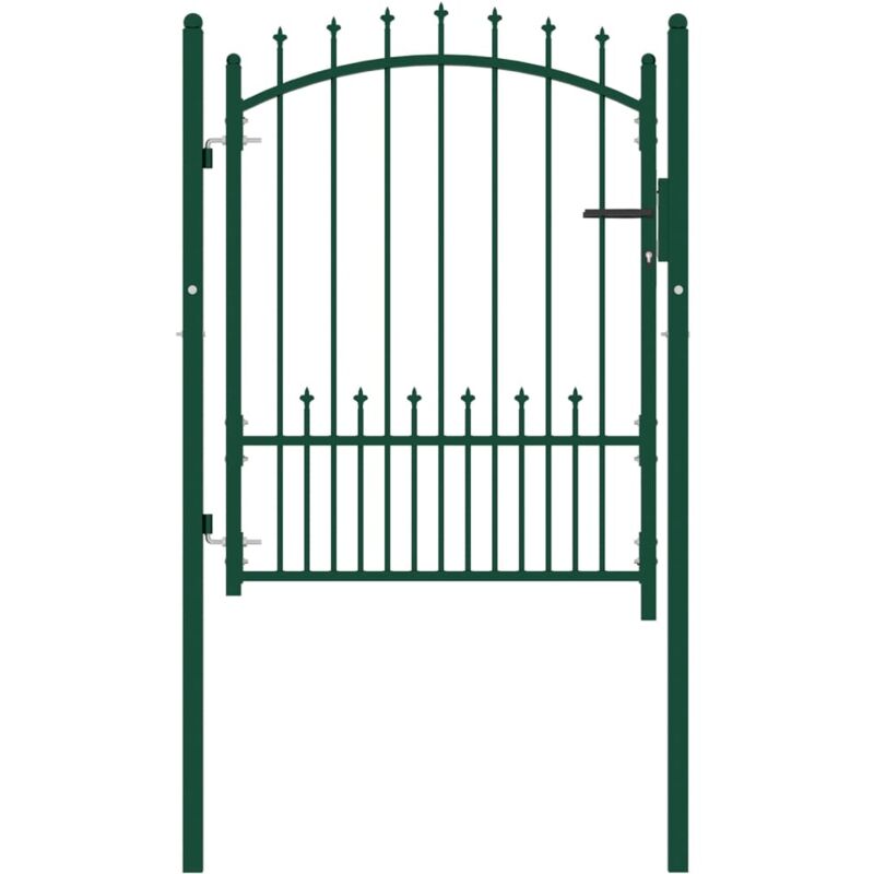 Fence Gate with Spikes Steel 100x125 cm Green - Green - Vidaxl