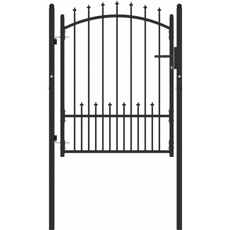 Fence Gate With Spikes Black 100 X 125 Cm Powder-coated Steel Vidaxl