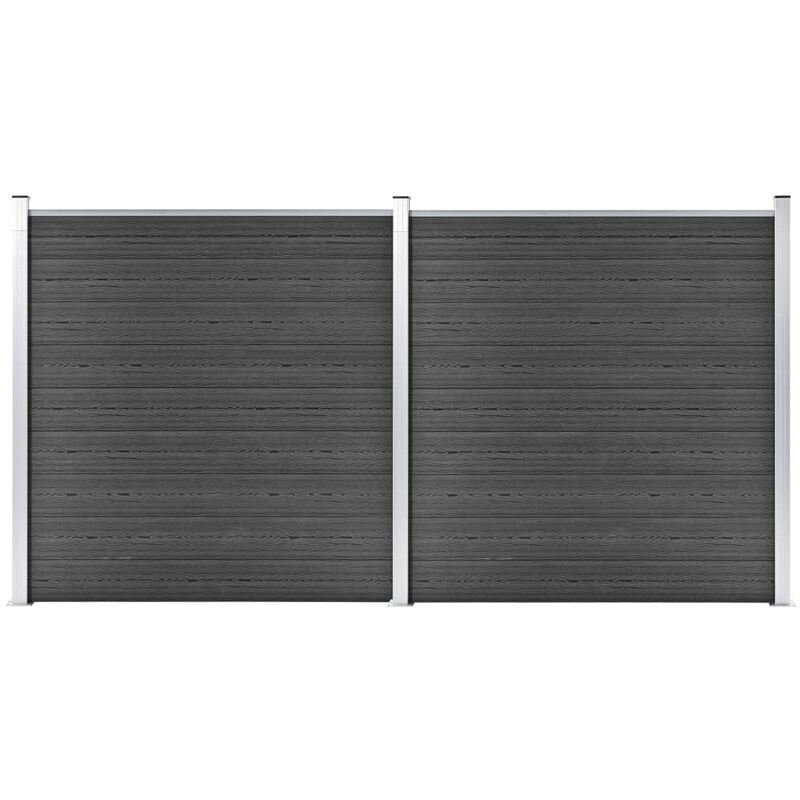 Vidaxl - Fence Panel Set WPC 353x186 cm Black - Black