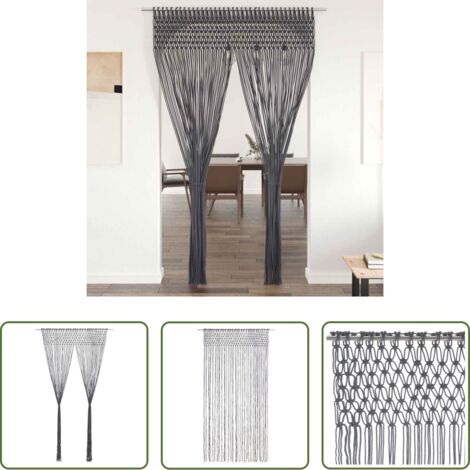 vidaXL Fenstervorhang -  Makramee Vorhang Anthrazit 140x240 cm Baumwolle
