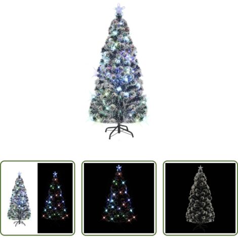 vidaXL Fibra óptica -  Árbol de Navidad preiluminado con soporte y LED fibra óptica 180 cm