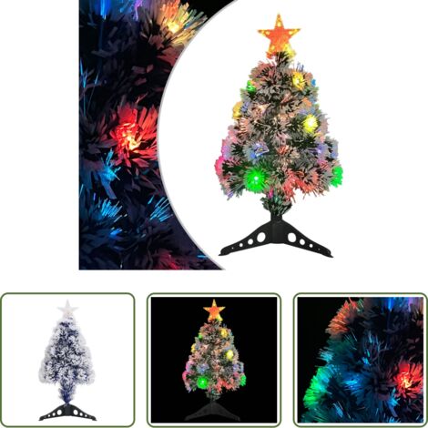 vidaXL Fibra ottica -  Albero Natale Preilluminato Bianco e Blu 64 cm in Fibra Ottica