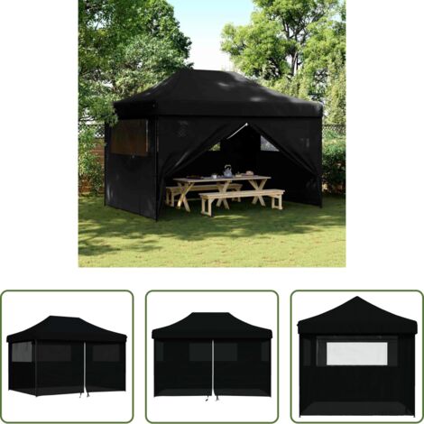 vidaXL Fiesta al aire libre -  Tienda de fiesta plegable Pop-Up con 4 paredes laterales negra