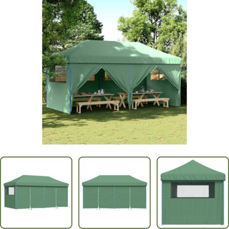 vidaXL Fiesta al aire libre -  Tienda de fiesta plegable Pop-Up con 4 paredes laterales verde