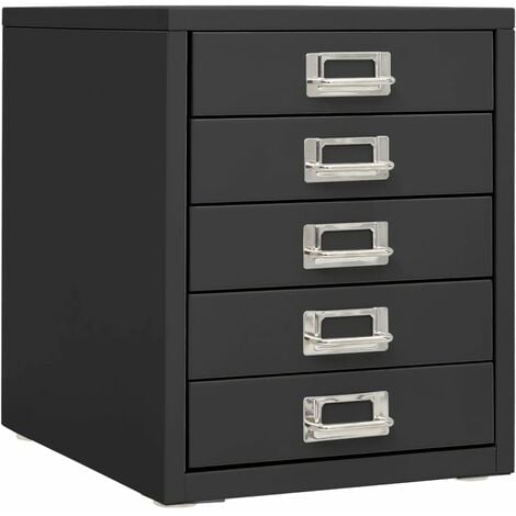 vidaXL Filing Cabinet with 5 Drawers Metal 28x35x35cm Organiser Black/White
