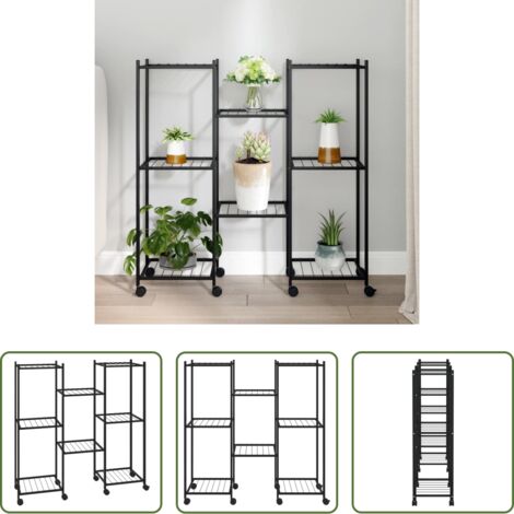 vidaXL Fioriera angolare -  Portafiori con Ruote 83x25x83,5 cm Ferro Nero