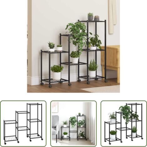 vidaXL Fioriera angolare -  Portafiori con Ruote 83x25x83,5 cm Ferro Nero