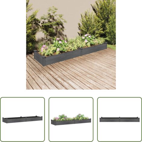 vidaXL Fioriera con fodera -  Fioriera Giardino con Fodera Grigia 240x60x25 cm Massello Abete