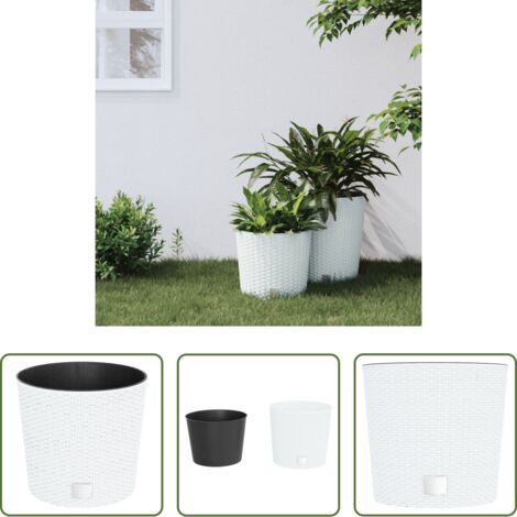 vidaXL Fioriera con interno rimovibile -  Fioriera con Interno Rimovibile Bianca 15 / 15,3 L PP Rattan