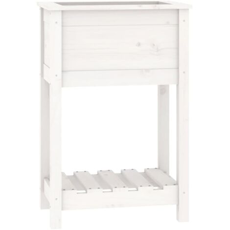 vidaXL Fioriera con Mensola Bianca 54x34,5x81cm Legno Massello di Pino