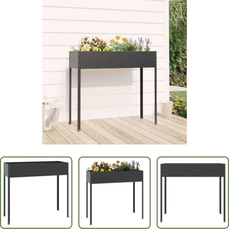 vidaXL Fioriera da balcone -  Fioriera da Giardino Antracite 100,5x40,5x90 cm Acciaio Zincato