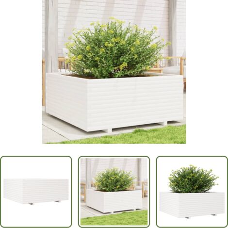 vidaXL Fioriera da balcone -  Fioriera da Giardino Bianca 110x110x49,5 cm Legno Massello Pino