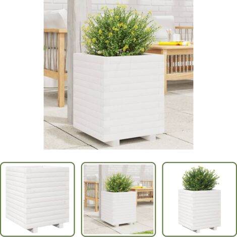 vidaXL Fioriera da balcone -  Fioriera da Giardino Bianca 40x40x49,5cm Legno Massello di Pino