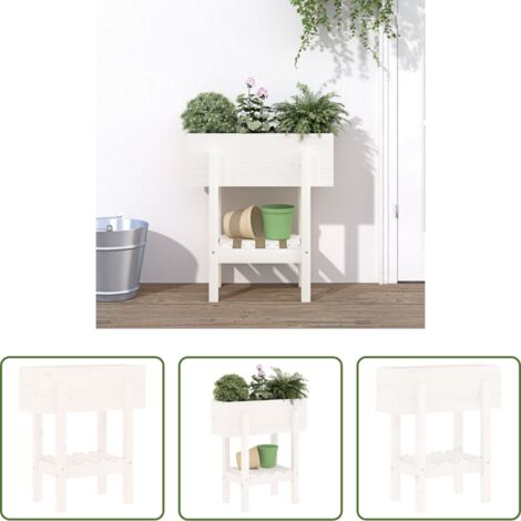 vidaXL Fioriera da balcone -  Fioriera da Giardino Bianca 62x30x69 cm Legno Massello di Pino
