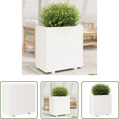 vidaXL Fioriera da balcone -  Fioriera da Giardino Bianca 70x40x72,5cm Legno Massello di Pino
