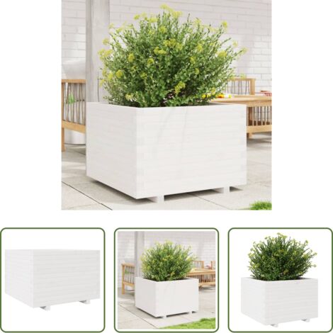 vidaXL Fioriera da balcone -  Fioriera da Giardino Bianca 70x70x49,5cm Legno Massello di Pino