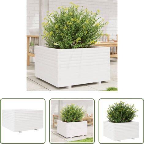 vidaXL Fioriera da balcone -  Fioriera da Giardino Bianca 80x80x49,5cm Legno Massello di Pino