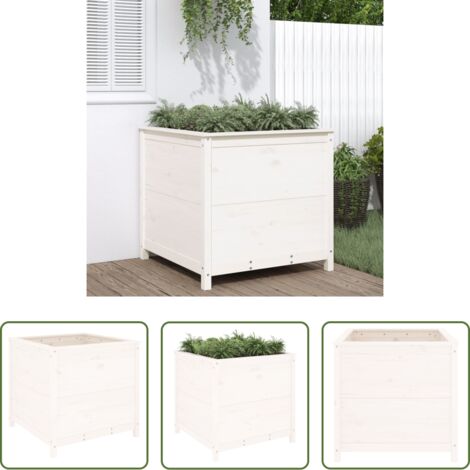 vidaXL Fioriera da balcone -  Fioriera da Giardino Bianca 82,5x82,5x78cm Legno Massello Pino