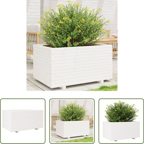 vidaXL Fioriera da balcone -  Fioriera da Giardino Bianca 90x60x49,5cm Legno Massello di Pino