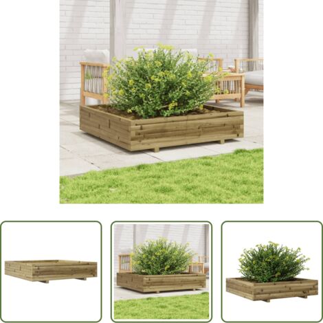 vidaXL Fioriera da esterno -  Fioriera da Giardino 110x110x26,5cm in Legno di Pino Impregnato