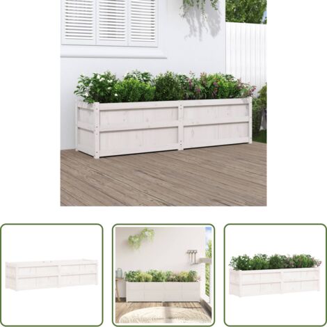 vidaXL Fioriera da esterno -  Fioriera da Giardino Bianca 180x50x50 cm Legno Massello di Pino