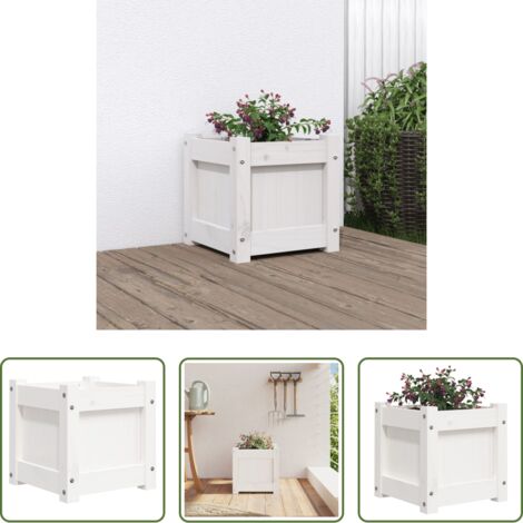 vidaXL Fioriera da esterno -  Fioriera da Giardino Bianca 31x31x31 cm Legno Massello di Pino