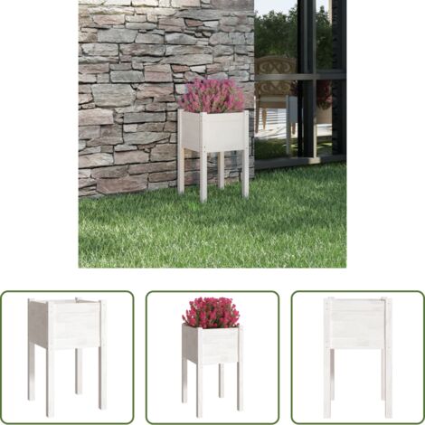 vidaXL Fioriera da esterno -  Fioriera da Giardino Bianca 40x40x70 cm Legno Massello di Pino