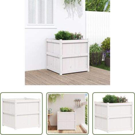 vidaXL Fioriera da esterno -  Fioriera da Giardino Bianca 70x70x70 cm Legno Massello di Pino