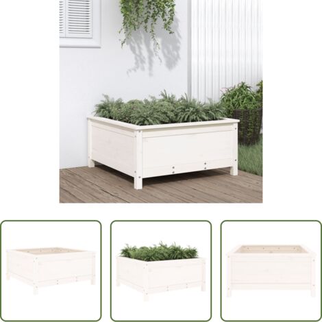 vidaXL Fioriera da esterno -  Fioriera da Giardino Bianca 82,5x82,5x39cm Legno Massello Pino