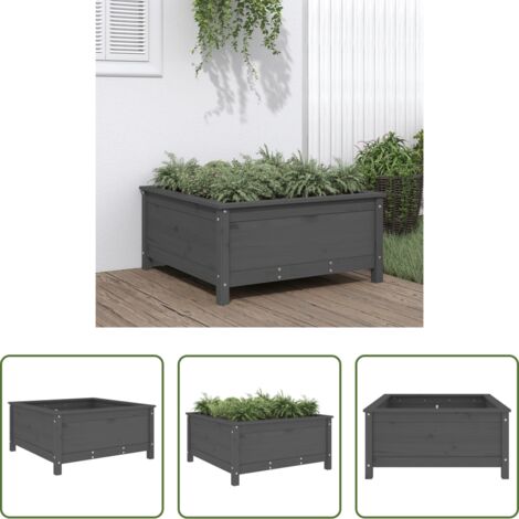 vidaXL Fioriera da esterno -  Fioriera da Giardino Grigia 82,5x82,5x39cm Legno Massello Pino