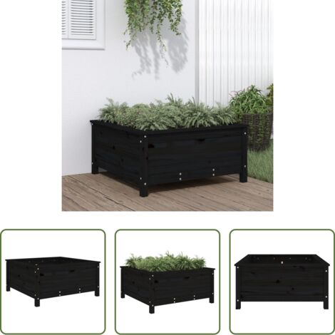 vidaXL Fioriera da esterno -  Fioriera da Giardino Nera 82,5x82,5x39cm Legno Massello di Pino
