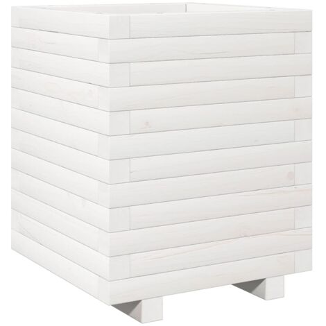 vidaXL Fioriera da Giardino Bianca 40x40x49,5cm Legno Massello di Pino