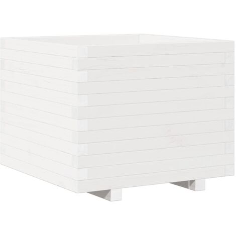 vidaXL Fioriera da Giardino Bianca 60x60x49,5cm Legno Massello di Pino
