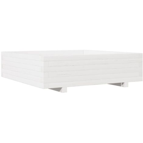 vidaXL Fioriera da Giardino Bianca 90x90x26,5cm Legno Massello di Pino