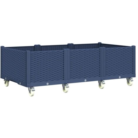 vidaXL Fioriera da Giardino con Ruote Grigio Blu 150x80x54 cm in PP