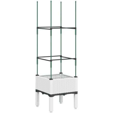 vidaXL Fioriera da Giardino con Traliccio Bianco 40x40x142,5 cm in PP