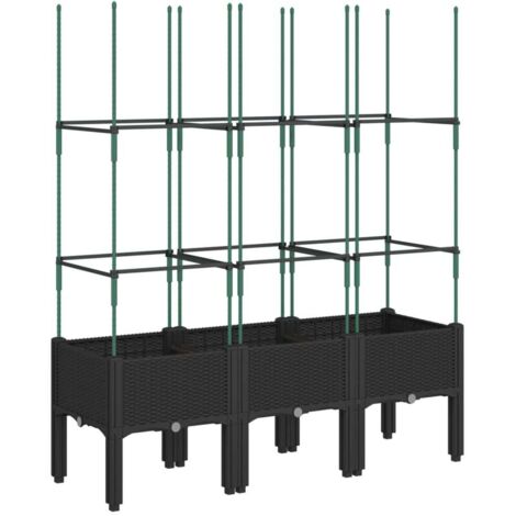 vidaXL Fioriera da Giardino con Traliccio Nera 120x40x142,5 cm in PP