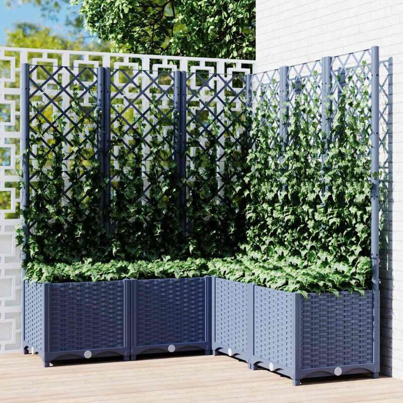 Fioriera Da Giardino Graticcio Grigio Blu 120x120x136cm Pp Vidaxl