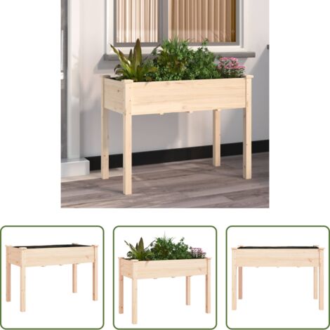 vidaXL Fioriera da giardino -  Fioriera con Fodera 118x59x76 cm Legno Massello di Abete